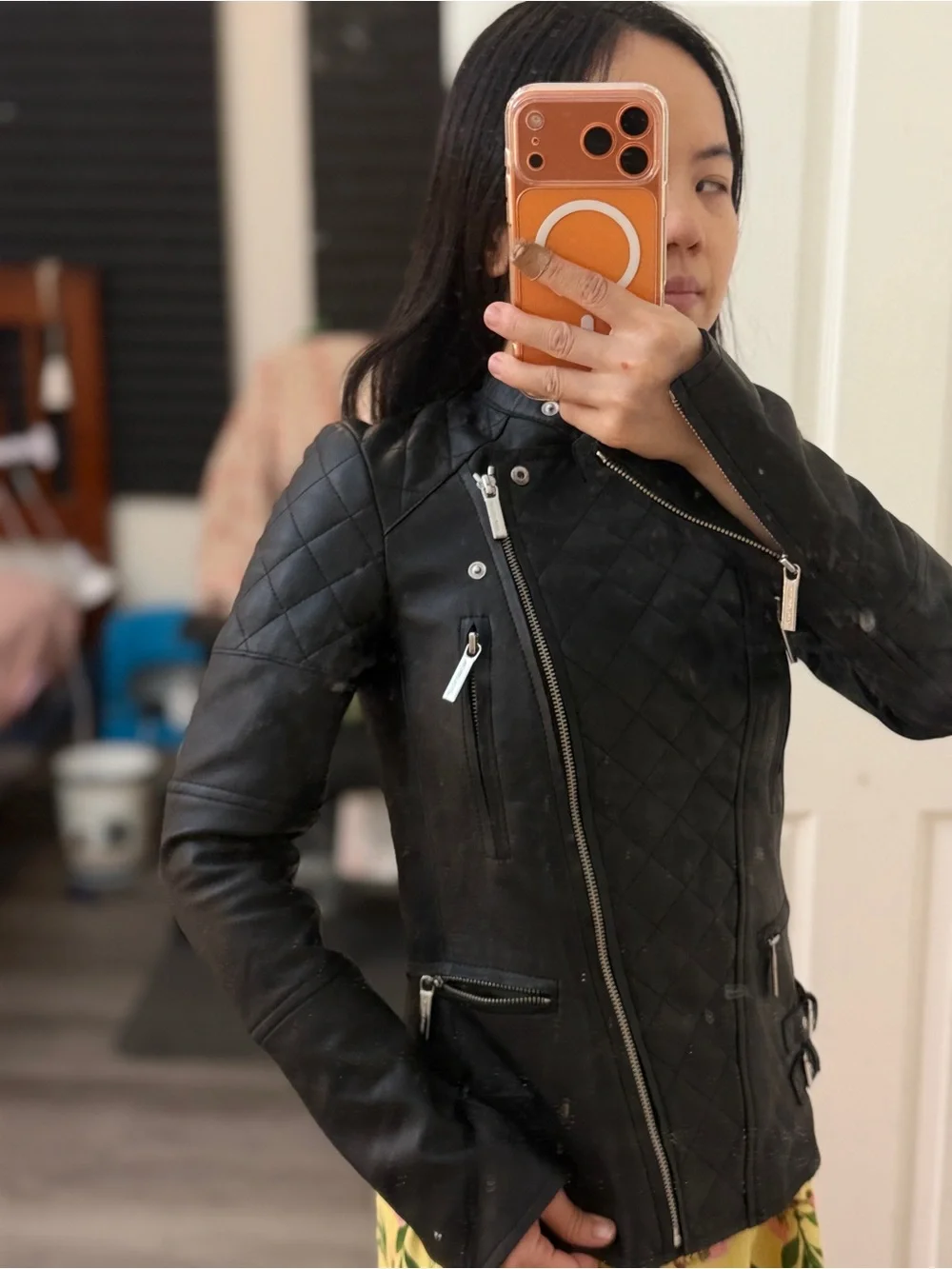 Michael Kors Black Quilted Leather Moto Jacket 100%lamb leather New WO Tag
